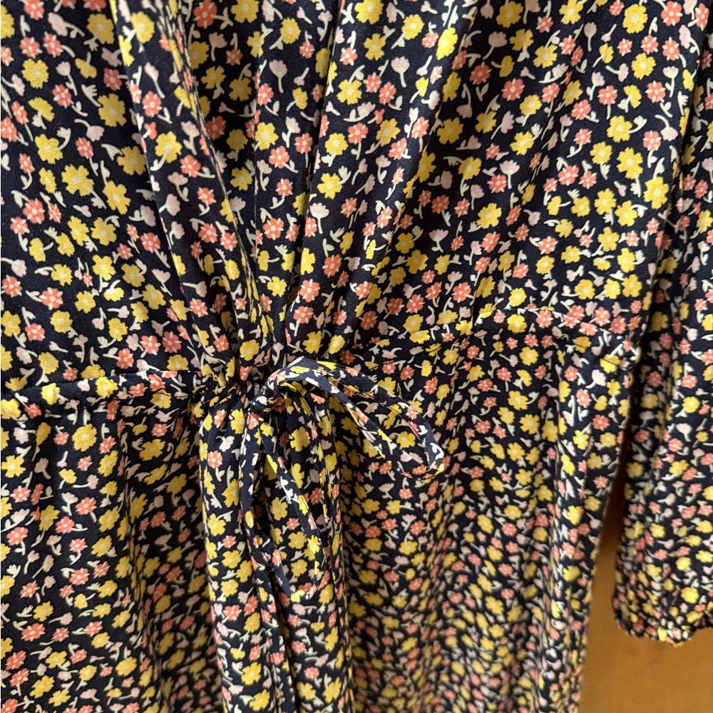 Draper James Floral Cinch Waist Midi Dress XL Ruffle Neck & Hem Cottagecore - Picture 5 of 11